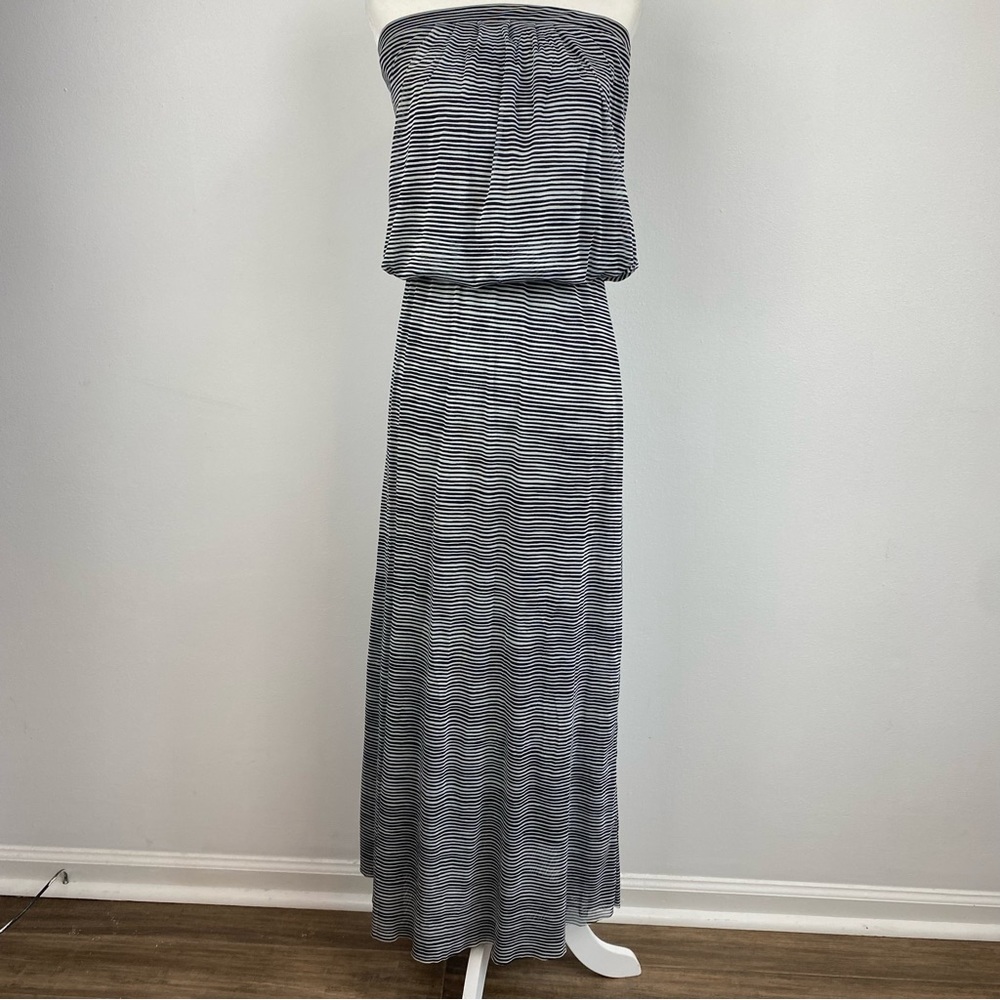 Cynthia Rowley Strapless Maxi Dress Beach Cover Up Black & White Stripe Small
